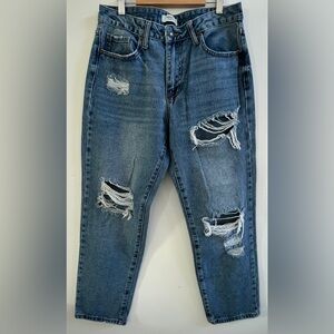 Forever 21 Women's Blue Distressed Boyfriend Jeans Size:28